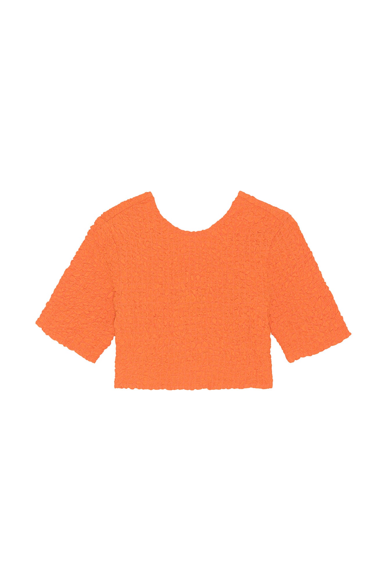 Cotton Poplin O-neck Cropped Smock Top | Vibrant Orange