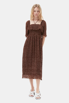 Pleated Georgette Midi Smock Dress | Rocky Road