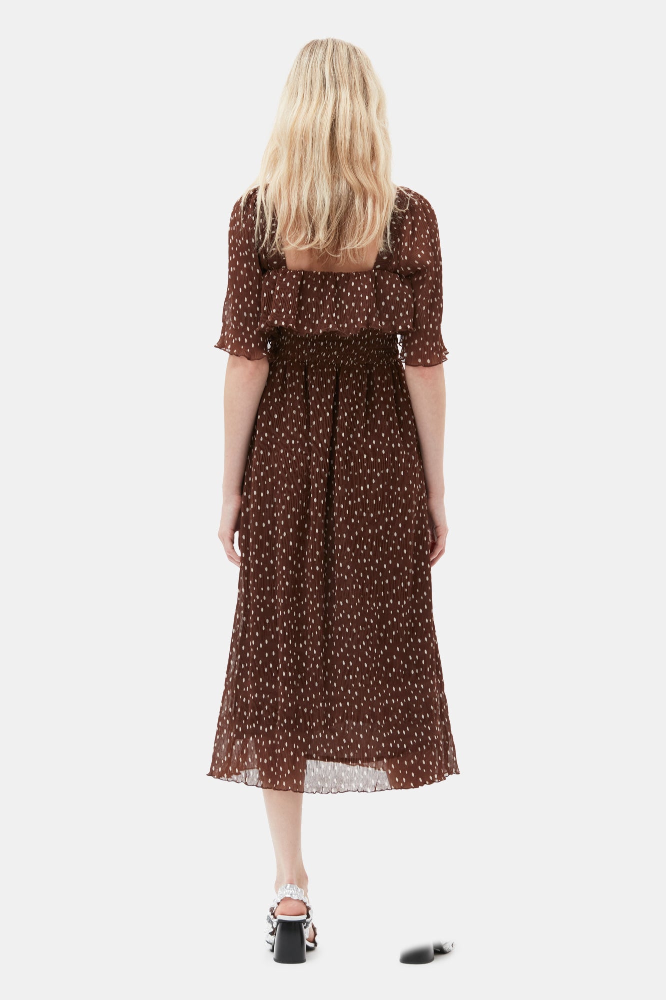 Pleated Georgette Midi Smock Dress | Rocky Road