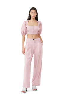 Drapey Melange Cropped Zipper Blouse | Pink Tulle