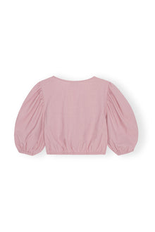 Drapey Melange Cropped Zipper Blouse | Pink Tulle