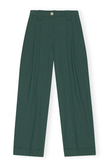 Drapey Melange Loose Mid Waist Pleat Pants | Trekking Green