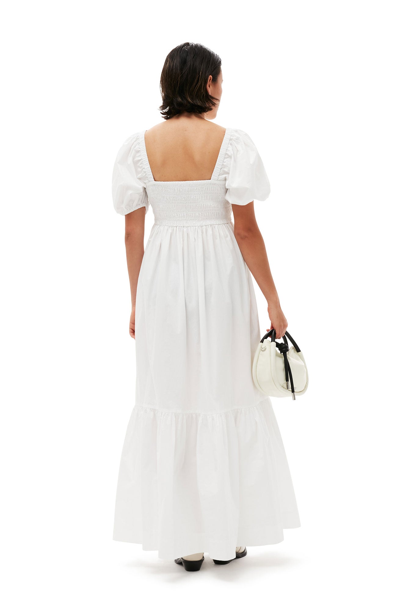 Cotton Poplin Smock Maxi Dress | Bright White