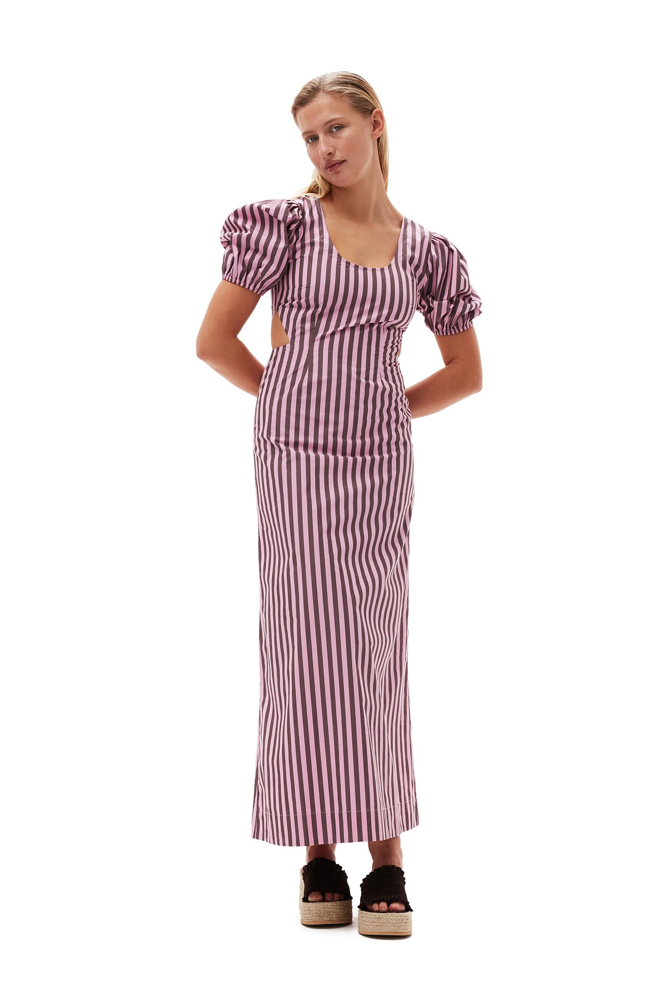 Stripe Cotton Cutout Dress | Bonbon
