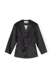 Double Satin Fitted Blazer | Black