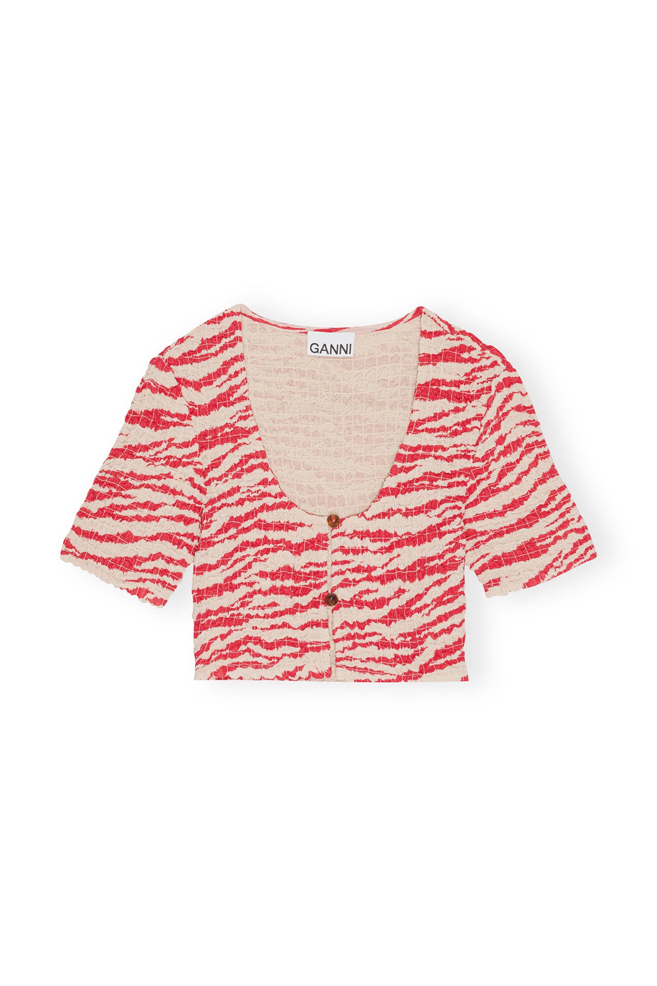 Printed Light Georgette Cropped Smock Blouse | Castle Wall