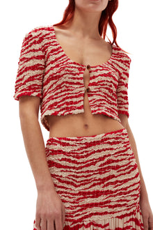 Printed Light Georgette Cropped Smock Blouse | Castle Wall