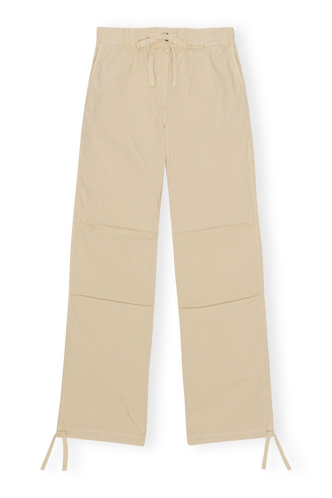 Washed Cotton Canvas Draw String Pants | Pale Khaki