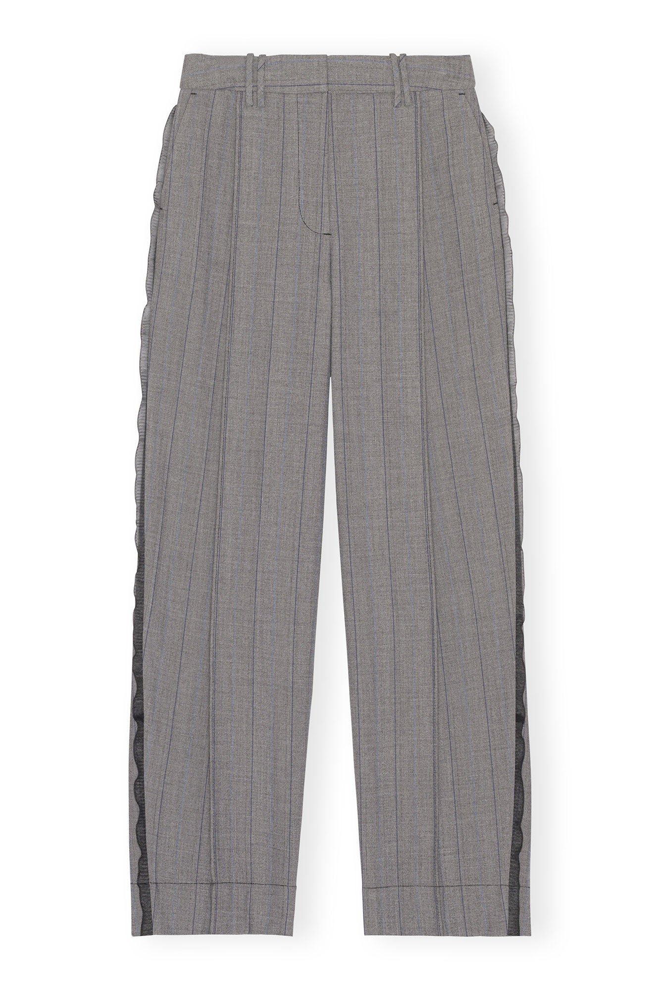 Herringbone Suiting Relaxed Pleated Pants | Frost Gray