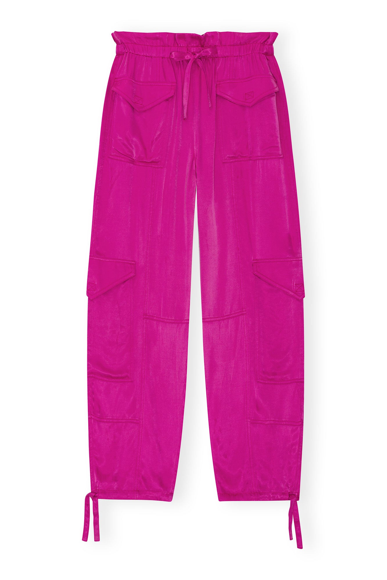 Washed Satin Pocket Pants | Fuchsia Red