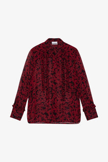 Printed Light Georgette Ruffle Shirt | Syrah