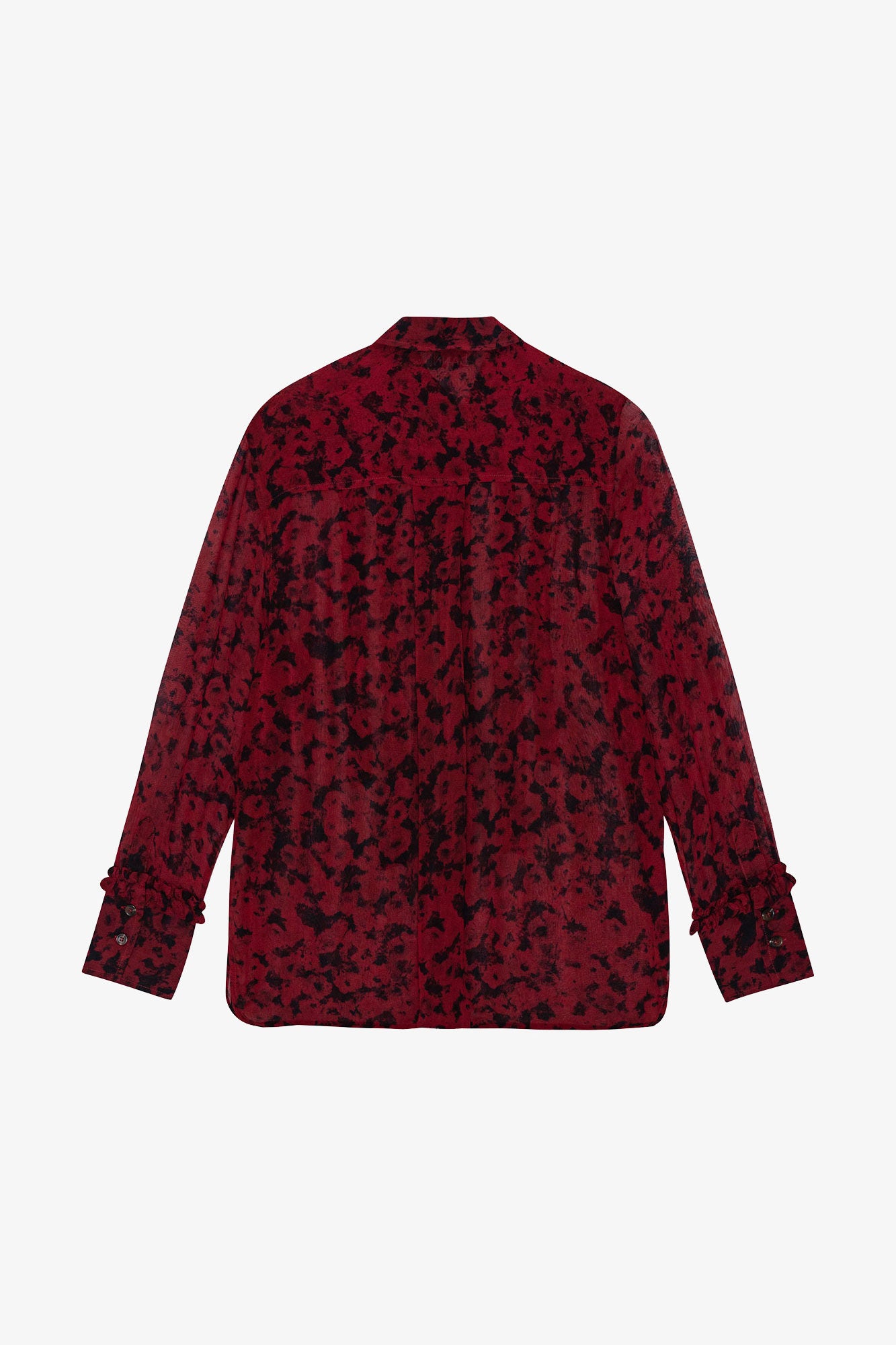 Printed Light Georgette Ruffle Shirt | Syrah