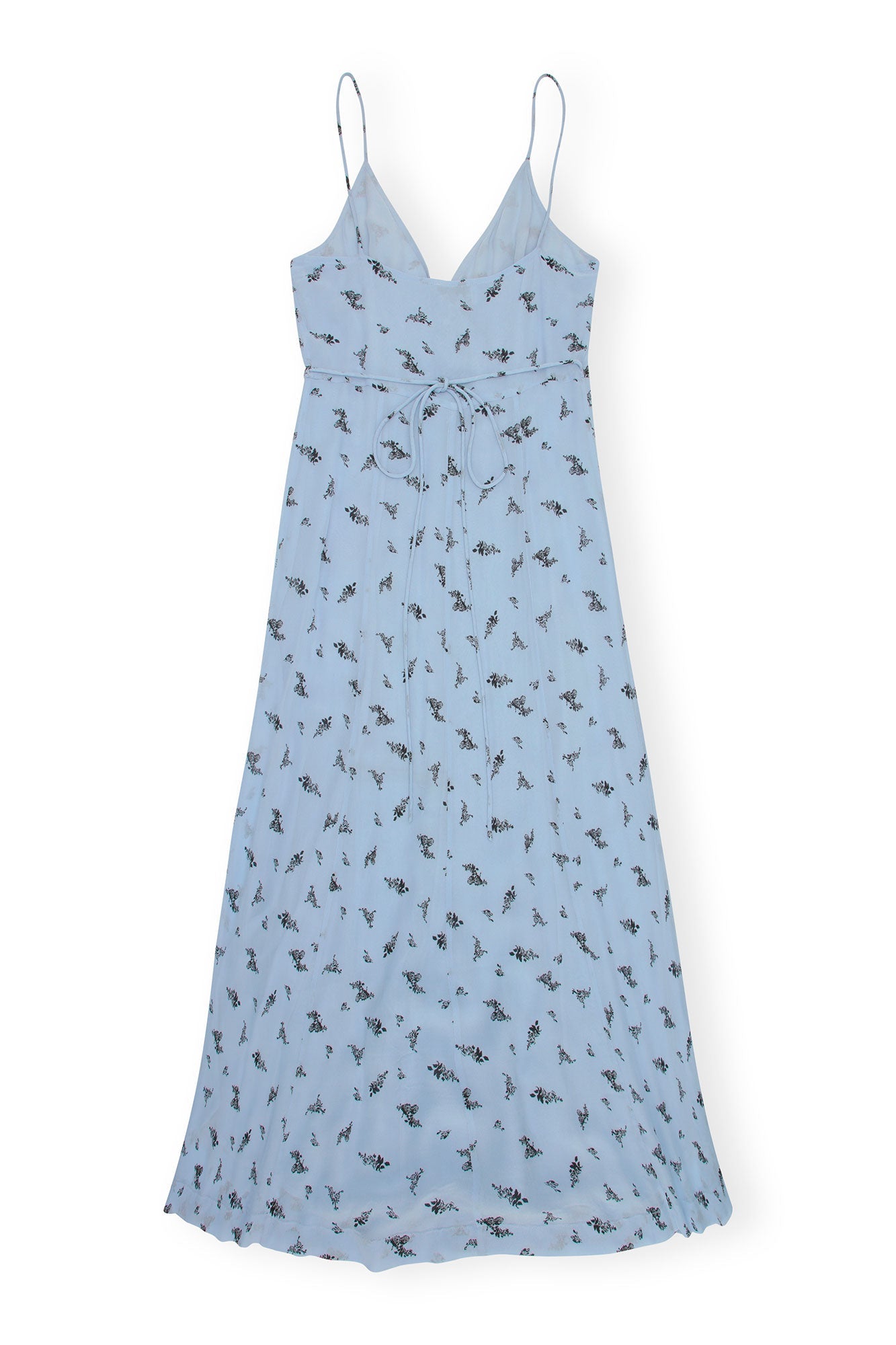 Printed Georgette Strap Wrap Dress | Brunnera Blue