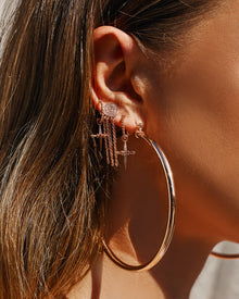 Pave Mini Cross Hoops - Rose Gold | Rose Gold