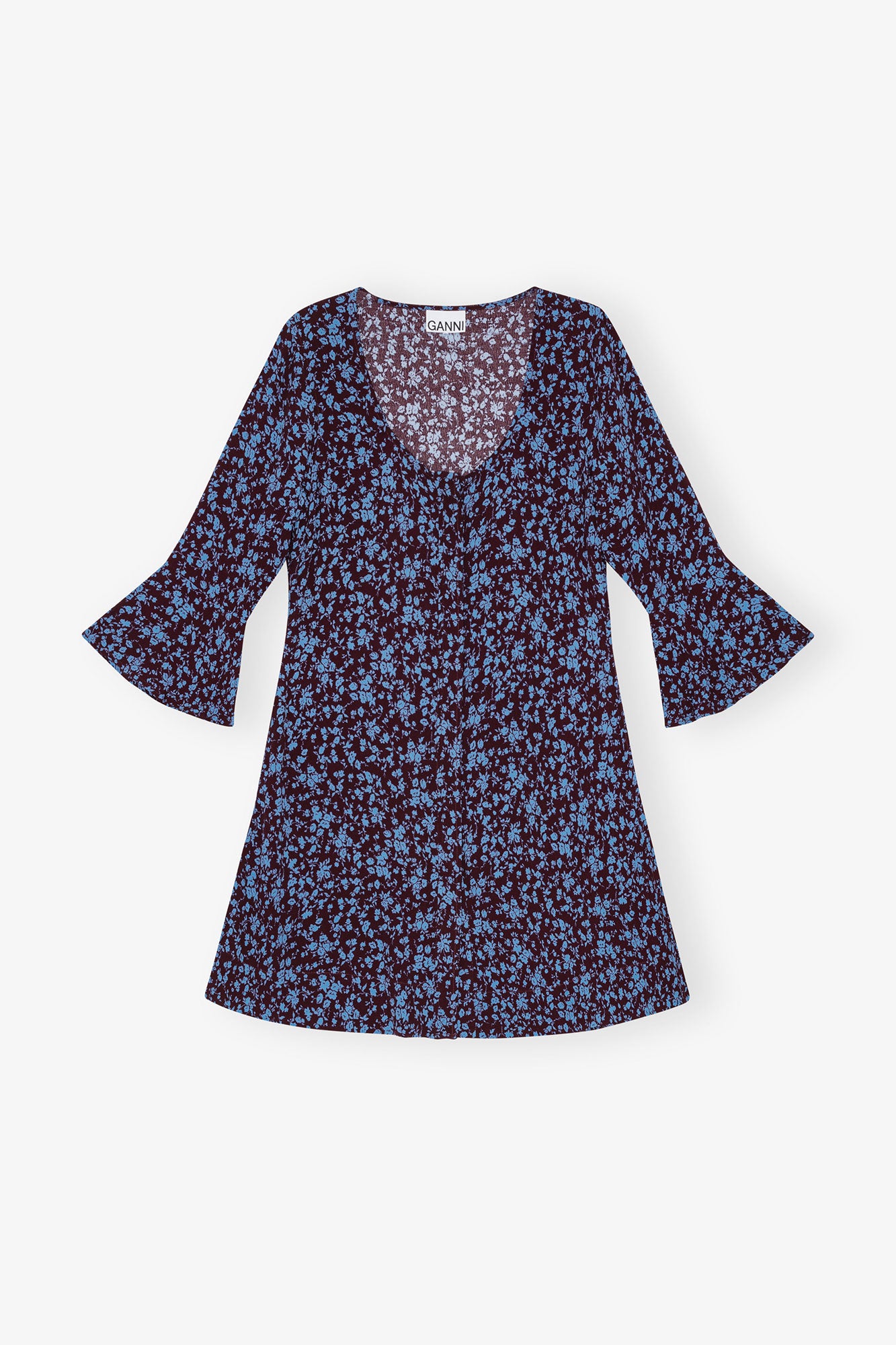 Printed Crepe U-neck Mini Dress | Port Royale