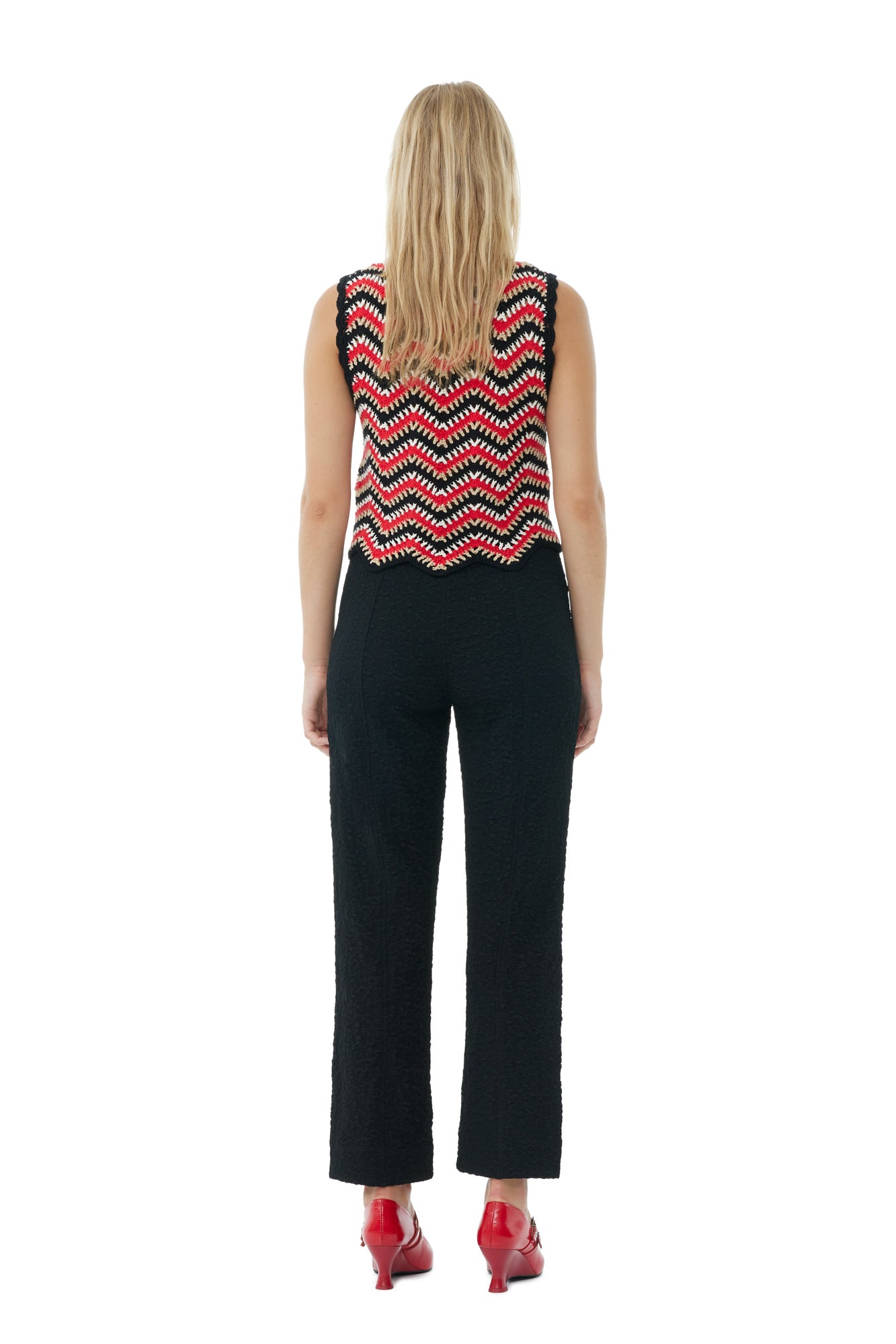 Textured Suiting Cropped Pants | Black