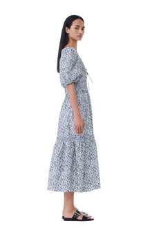 Printed Cotton Long Smock Dress | Glacier Lake