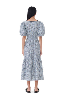 Printed Cotton Long Smock Dress | Glacier Lake