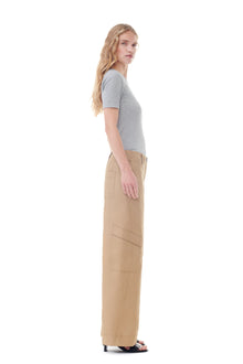 Herringbone Canvas Mid Waist Pants | Tiger's Eye