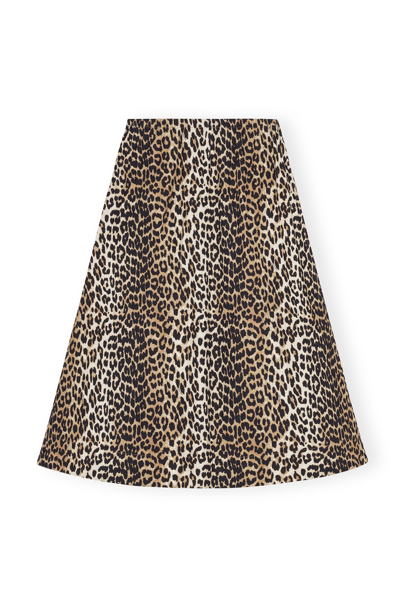 Printed Cotton Elasticated Maxi Skirt | Leopard