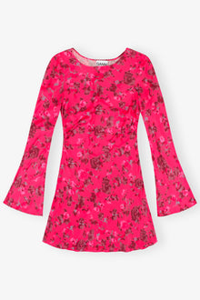 Printed Satin Mini Dress | Raspberry Wine