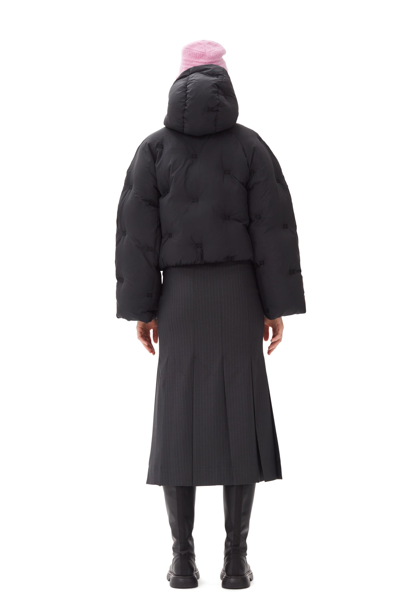 Nylon Tech Puffer Short Jacket | Black