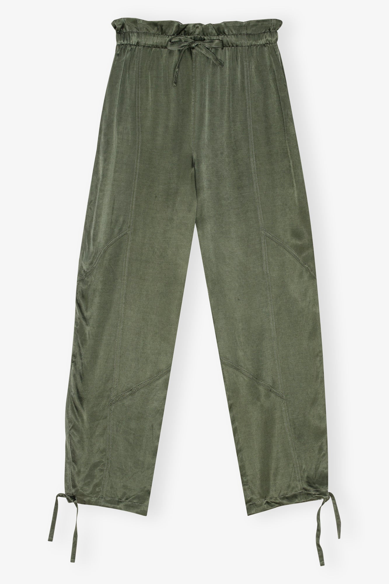 Washed Satin Elasticated Waist Pants | Climbing Ivy