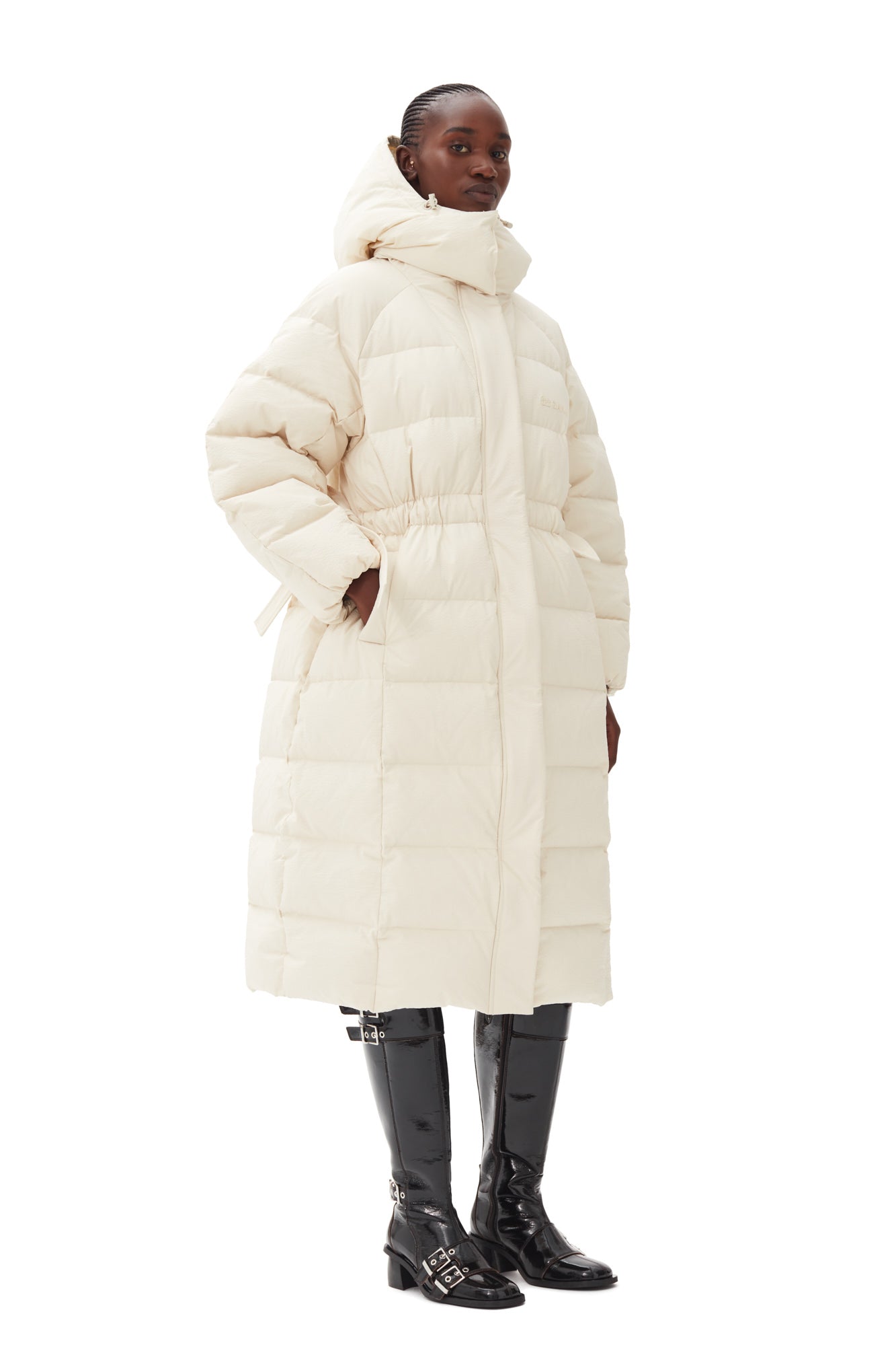 Tech Seersucker Puffer Coat | Tofu