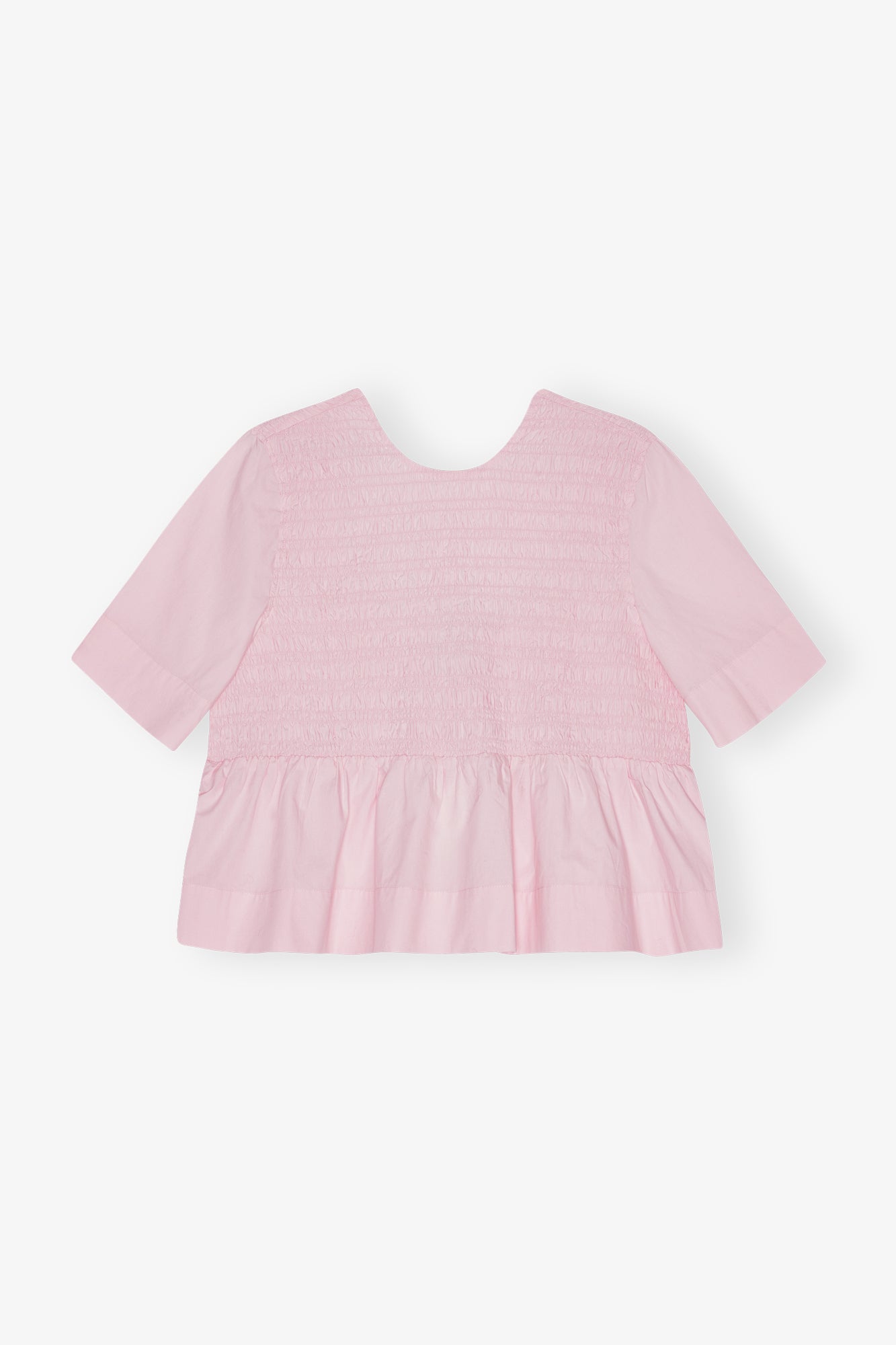 Cotton Poplin Open Back Smock Blouse | Chalk Pink