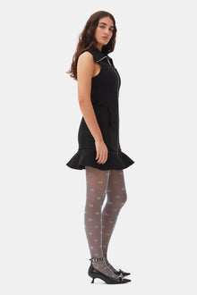 Bonded Crepe Zip-Closure Mini Dress | Black