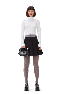 Light Twill Pleated Mini Skirt | Black