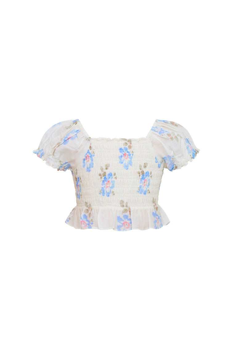 Girls | Fabielle Smocked Top | Alpine Frost