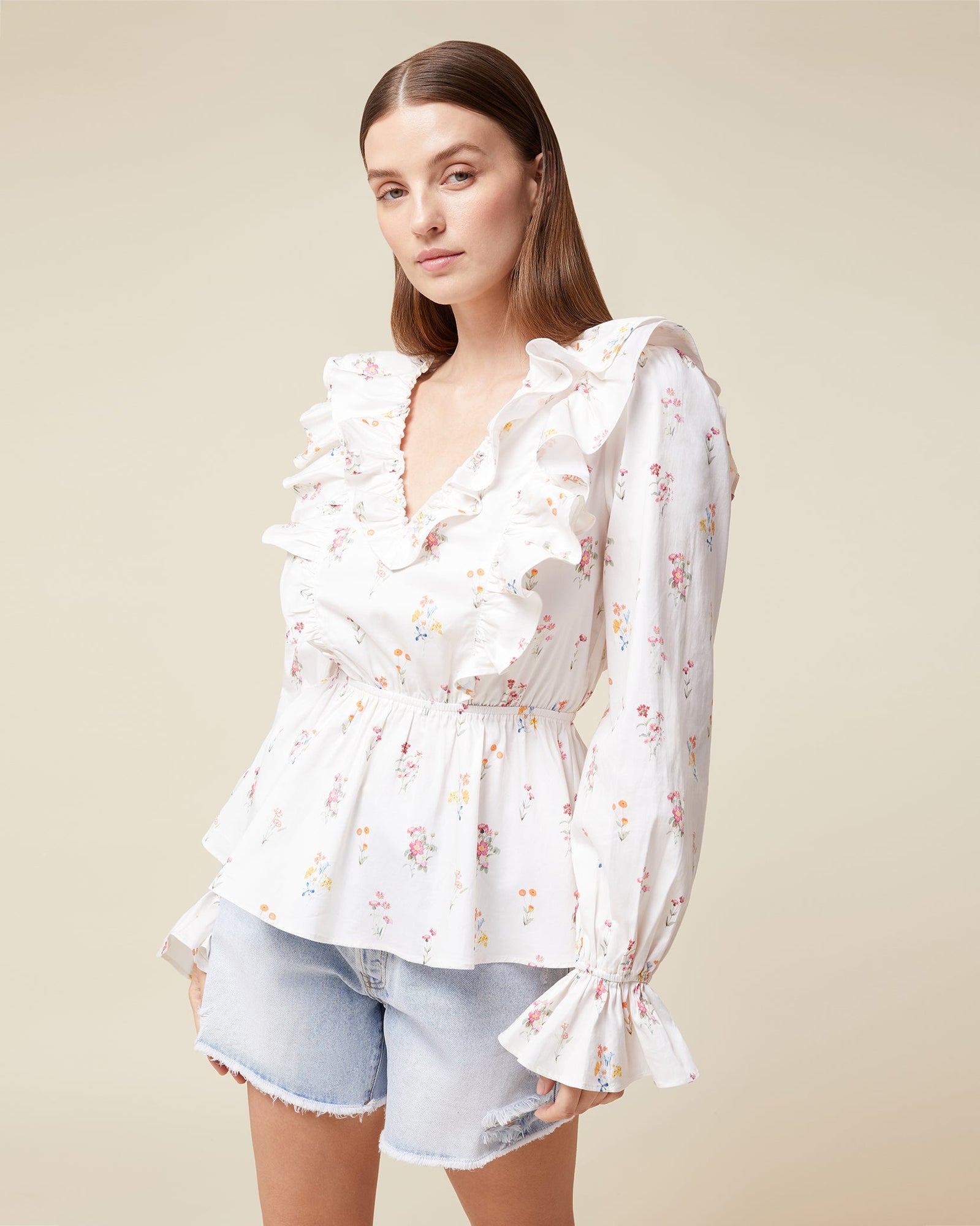 Ruffle Poplin Blouse | Ivory