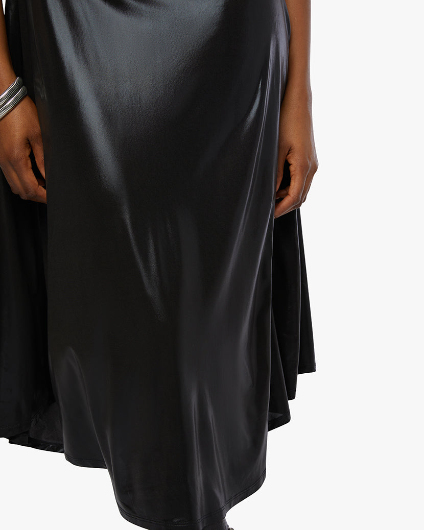Belt Bodice Midi Dress | Black/Gunmetal
