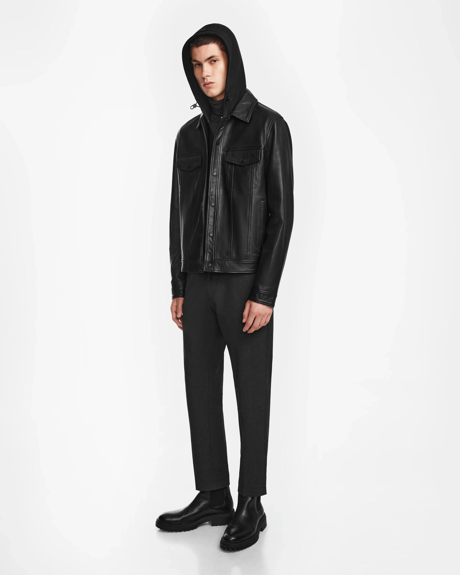 Men | AREN Leather Jacket | Black