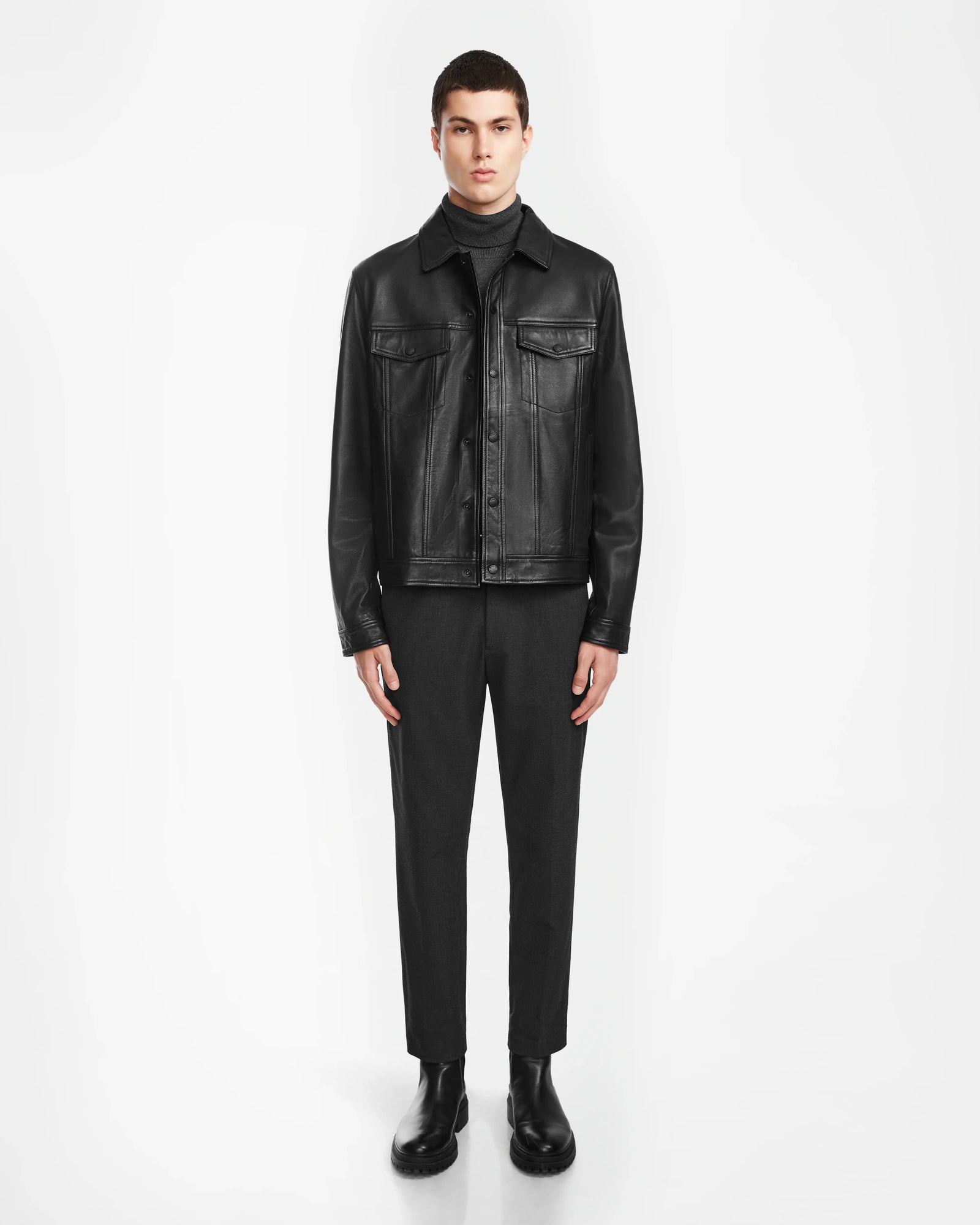 Men | AREN Leather Jacket | Black