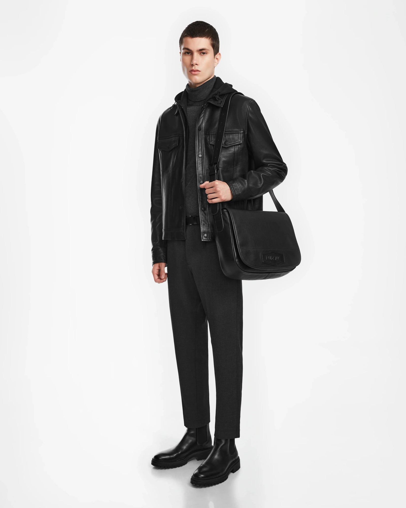 Men | AREN Leather Jacket | Black