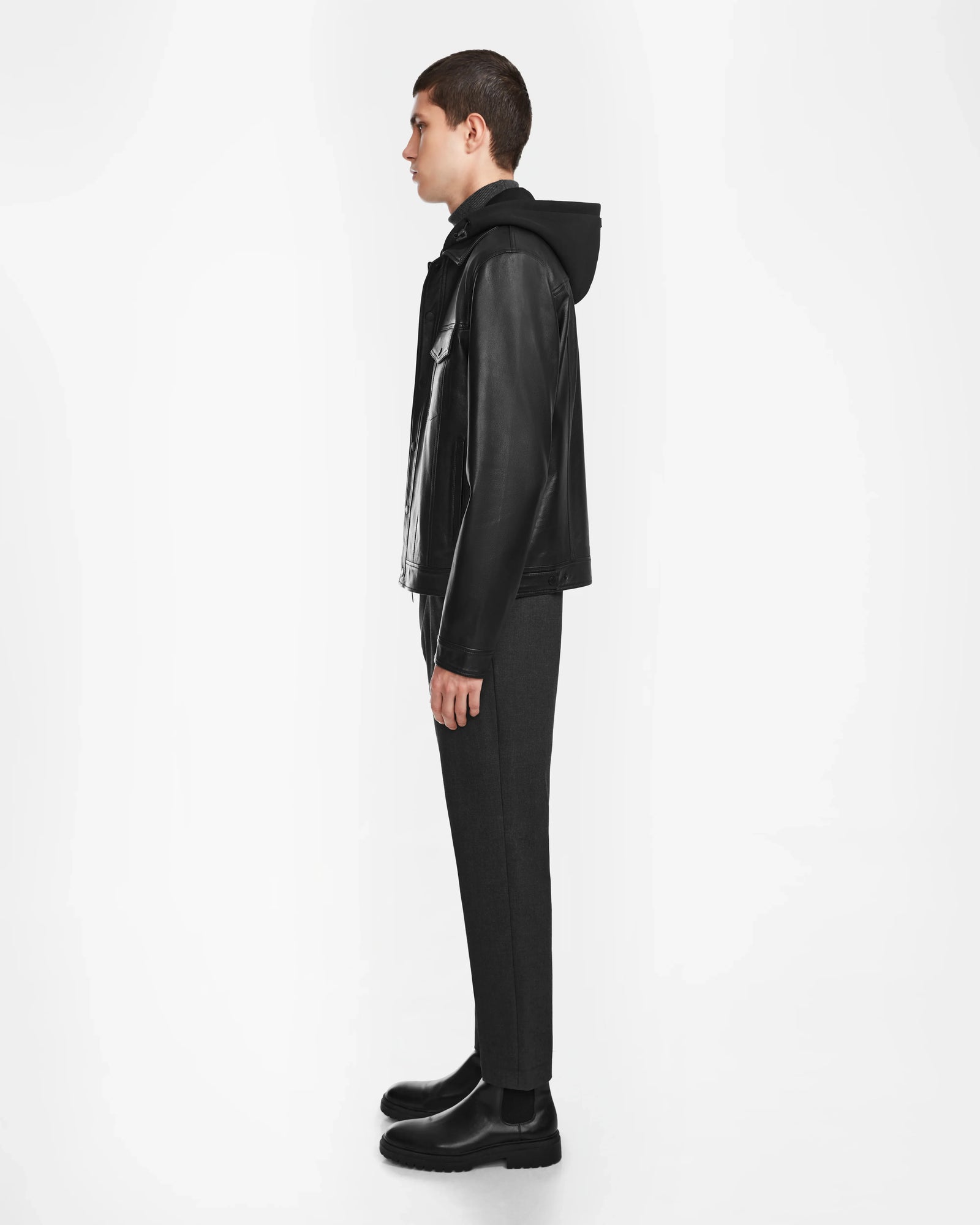 Men | AREN Leather Jacket | Black