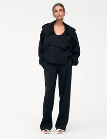 Women | Fluid Cropped Trench | Black