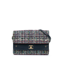 Chanel | Pre-Owned CC Multicolor Tweed Double Flap | Blue/Navy