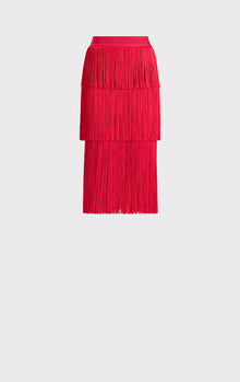 Icon Layered Fringe Midi Skirt | Rio Red