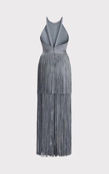 Strappy Halter Fringe Gown | Cinder