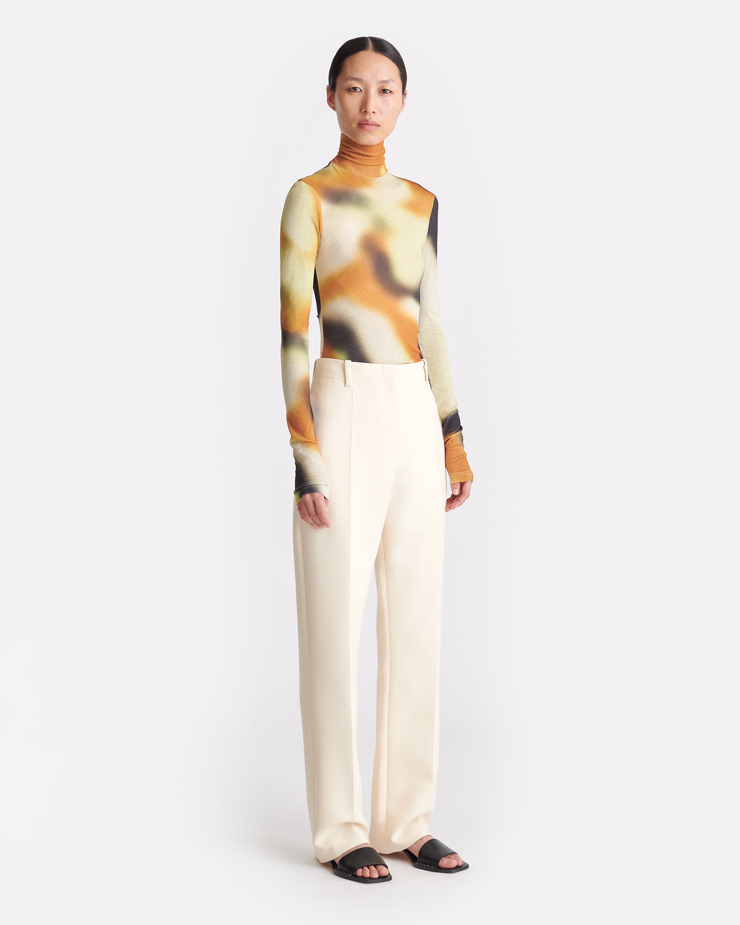 Loren Double Suiting Straight-Leg Pants | Creme