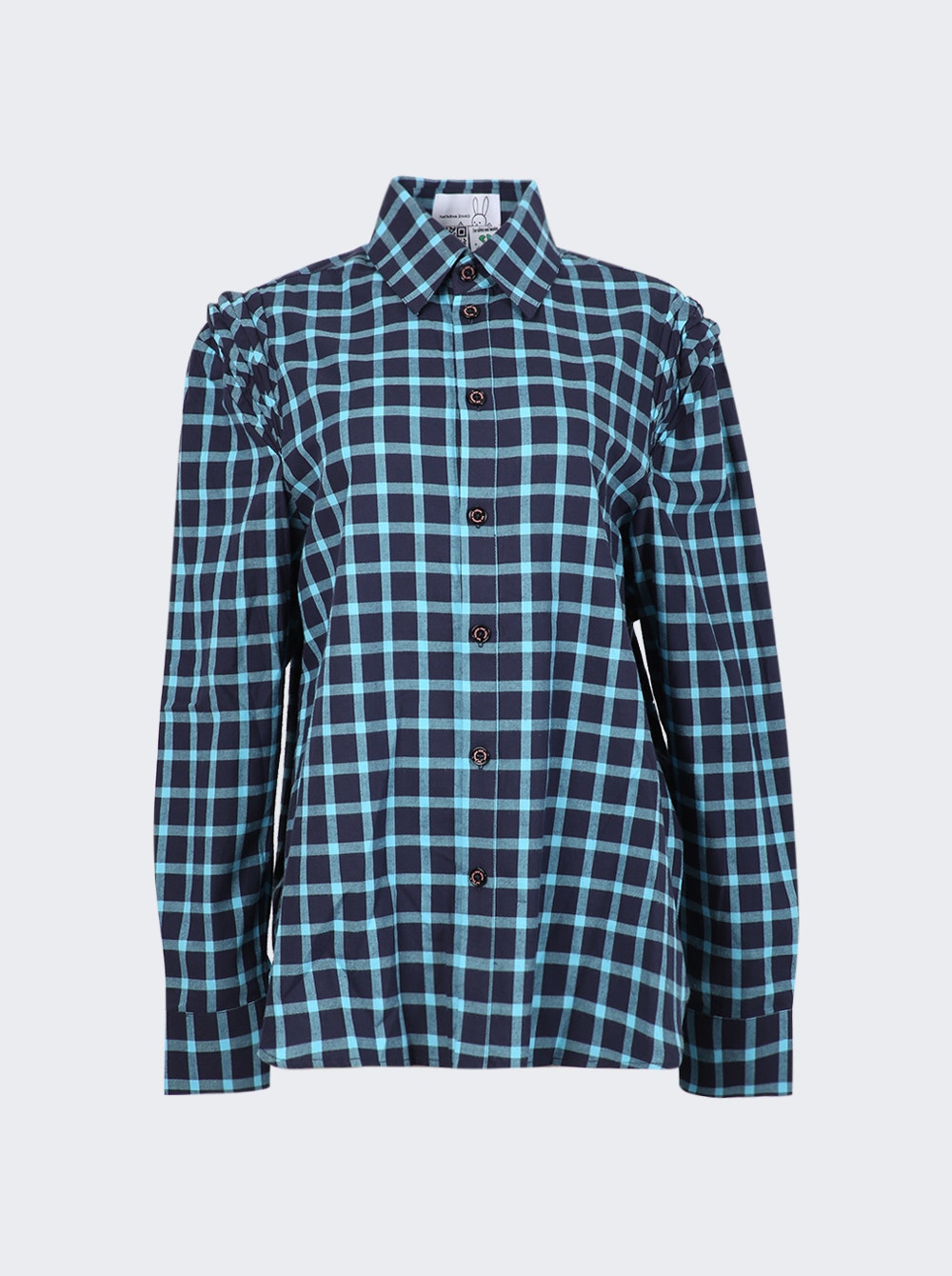 Women | Natasha Zinko | Pleated Check Cotton Shirt | Blue