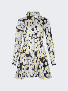 Women | Natasha Zinko | Daisy Print Mini Long-sleeve Shirtdress | Black