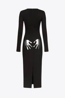 Handprint Long Sleeve Midi Dress | Black