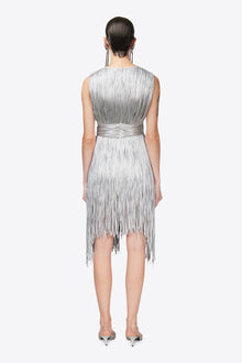 Metallic Fringe Mini Dress | Silver