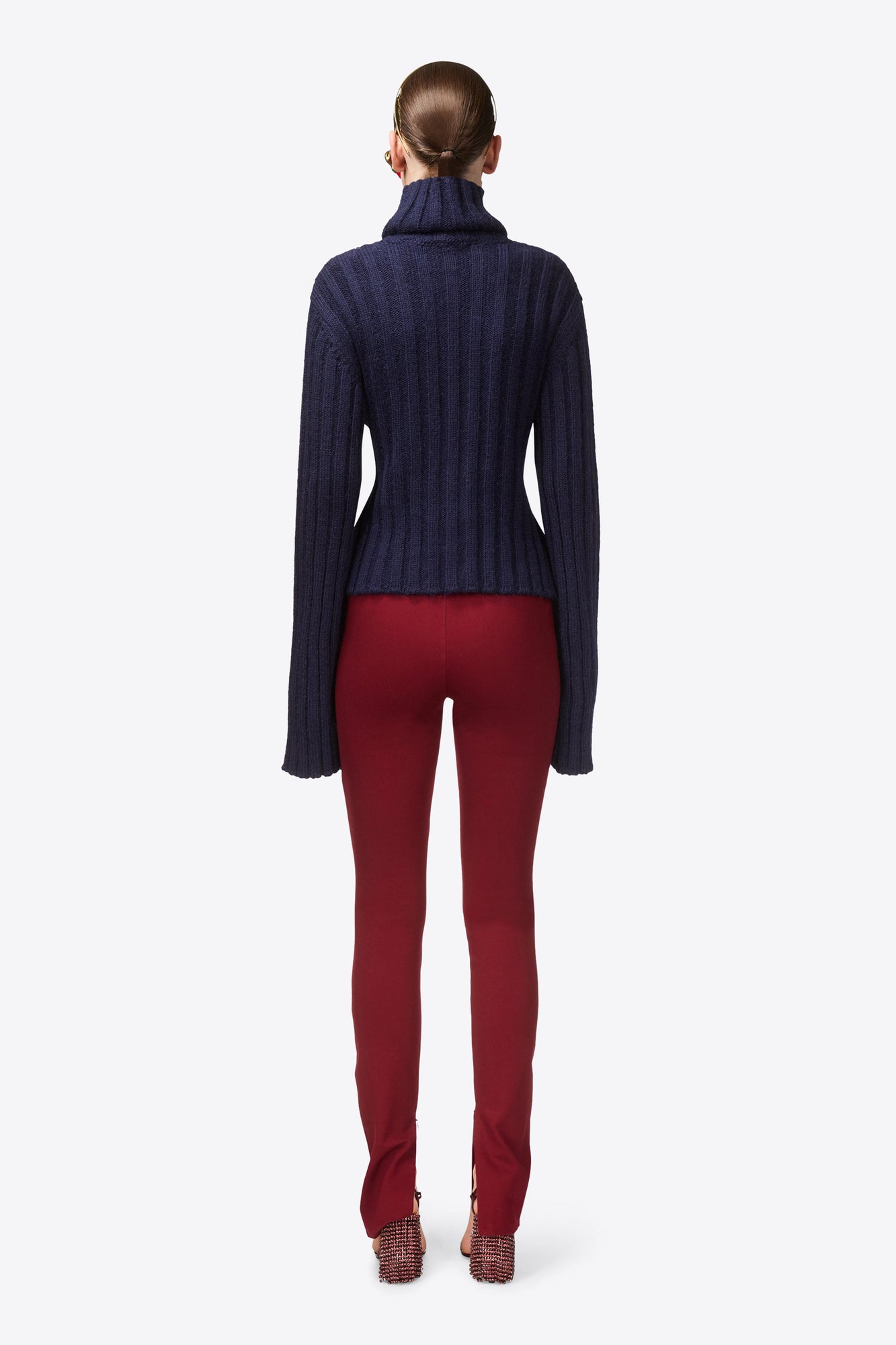 Twisted Knit Turtleneck Sweater | Midnight Blue