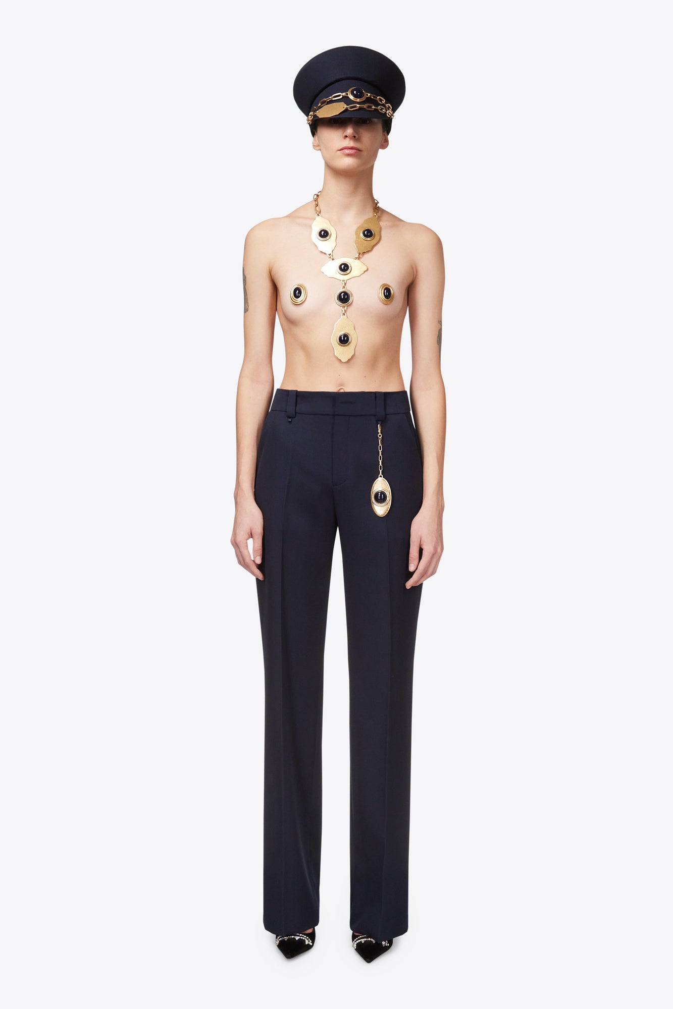 Chain Plate Straight Leg Trouser | Midnight Blue
