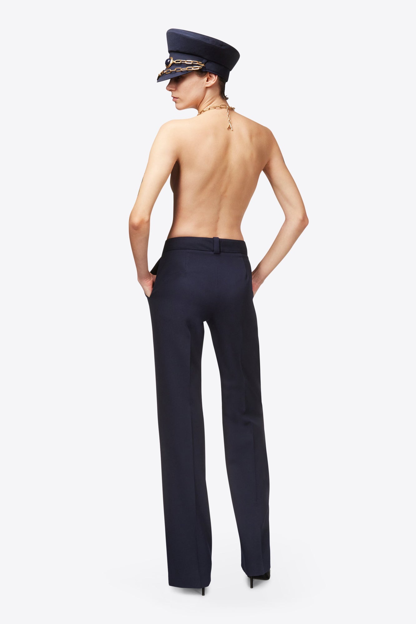 Chain Plate Straight Leg Trouser | Midnight Blue